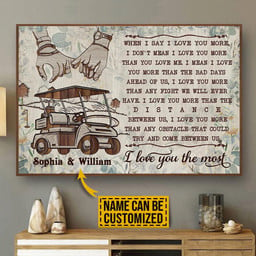 Personalized Canvas Painting Frames Golf Cart Floral I Love You The Most Framed Prints, Canvas Paintings Wrapped Canvas 8x10