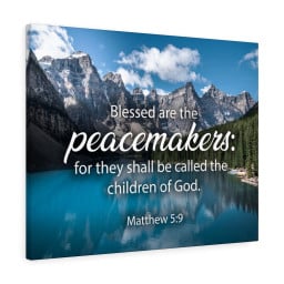 Bible Verse Canvas Peacemakers Matthew 5:9 Christian Scripture Art Framed Matte Canvas 12x16