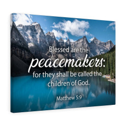 Bible Verse Canvas Peacemakers Matthew 5:9 Christian Scripture Art Framed Matte Canvas 8x10