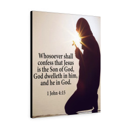 Bible Verse Canvas Son of God 1 John 4:15 Christian Bible Verse Meaningful Framed Prints, Canvas Paintings Framed Matte Canvas 8x10