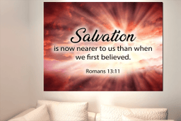 Bible Verse Canvas Salvation is Near Romans 13:11 Christian Scripture Art Framed Matte Canvas 16x24