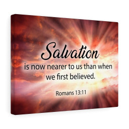 Bible Verse Canvas Salvation is Near Romans 13:11 Christian Scripture Art Framed Matte Canvas 8x10
