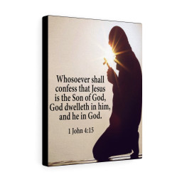 Bible Verse Canvas Son of God 1 John 4:15 Christian Bible Verse Meaningful Framed Prints, Canvas Paintings Framed Matte Canvas 12x16