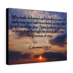 Bible Verse Canvas Into The Kingdom of His Dear Son Colossians 1:13-14 Christian Scripture Ready to Hang Faith Print Framed Prints, Canvas Paintings Framed Matte Canvas 8x10