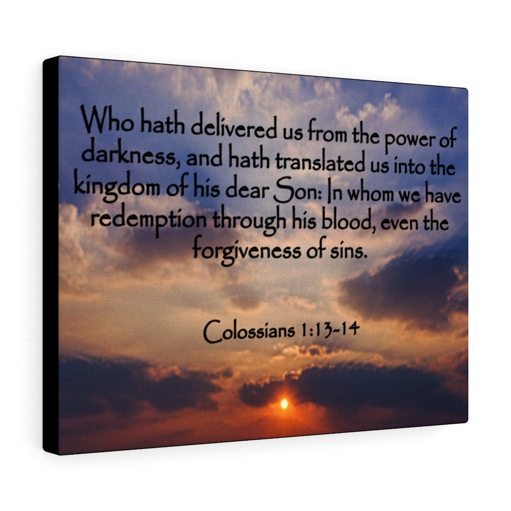 Bible Verse Canvas Into The Kingdom of His Dear Son Colossians 1:13-14 Christian Scripture Ready to Hang Faith Print Framed Prints, Canvas Paintings Wrapped Canvas 8x10