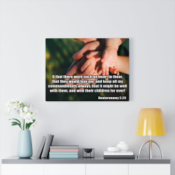 Bible Verse Canvas Keep All My Commandments Deuteronomy 5:29 Christian Scripture Ready to Hang Faith Print Framed Prints, Canvas Paintings Wrapped Canvas 12x16