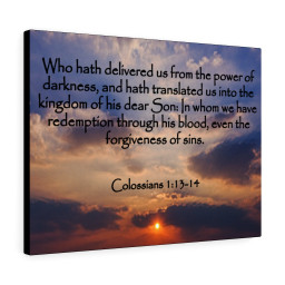 Bible Verse Canvas Into The Kingdom of His Dear Son Colossians 1:13-14 Christian Scripture Ready to Hang Faith Print Framed Prints, Canvas Paintings Framed Matte Canvas 12x16