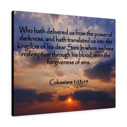 Bible Verse Canvas Into The Kingdom of His Dear Son Colossians 1:13-14 Christian Scripture Ready to Hang Faith Print Framed Prints, Canvas Paintings Framed Matte Canvas 20x30