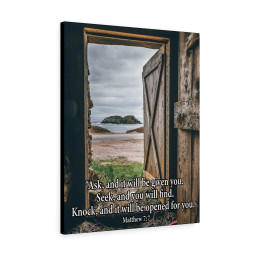 Scripture Canvas Ask & You Shall Receive Mathew 7:7 Christian Bible Verse Meaningful Framed Prints, Canvas Paintings Framed Matte Canvas 20x30