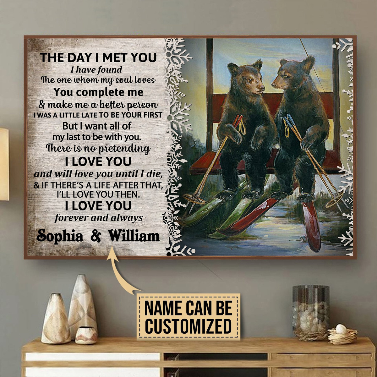 Personalized Canvas Painting Frames Bear Skiing The Day I Met Framed Prints, Canvas Paintings Wrapped Canvas 8x10
