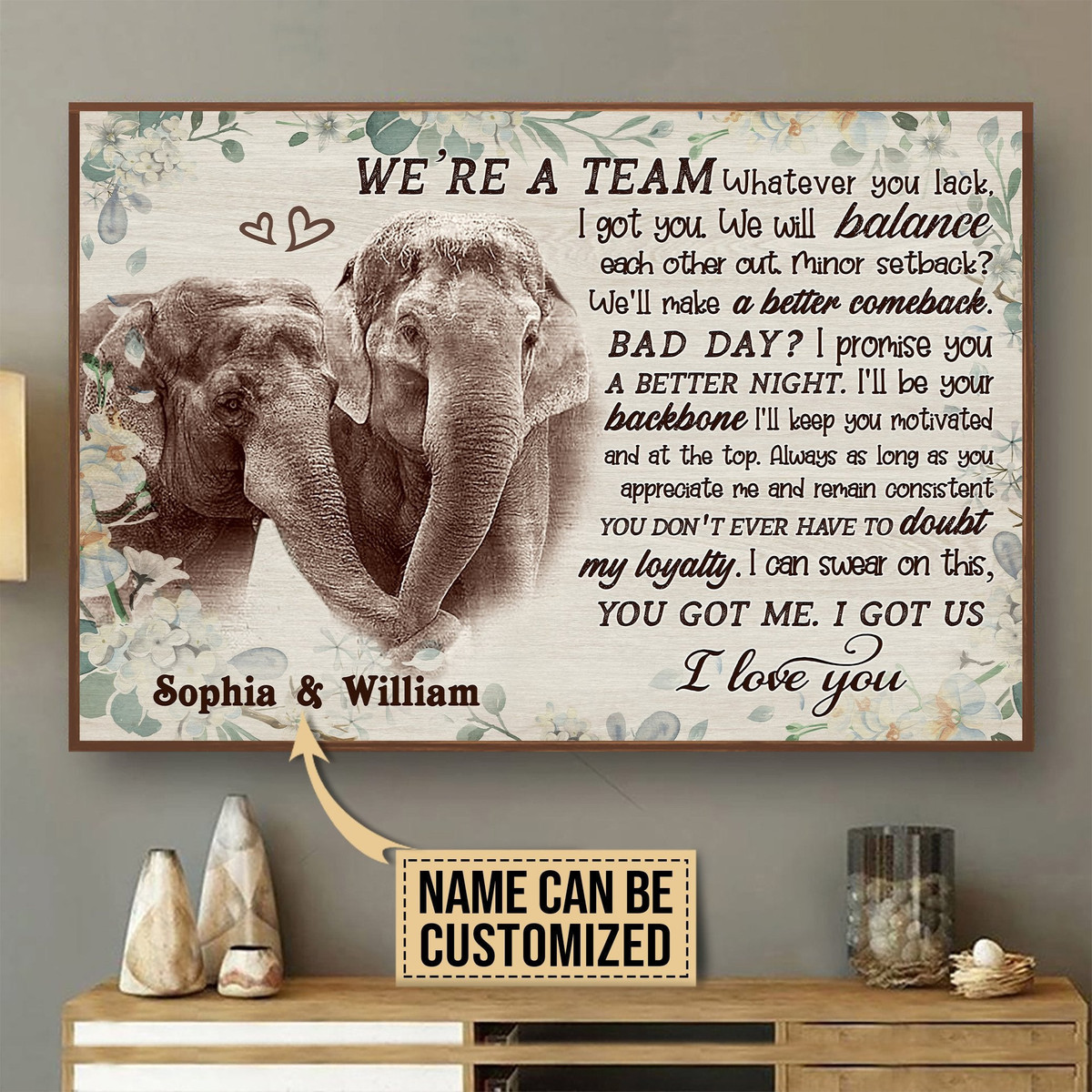 Personalized Canvas Painting Frames Elephant We Are Team Framed Prints, Canvas Paintings Wrapped Canvas 8x10