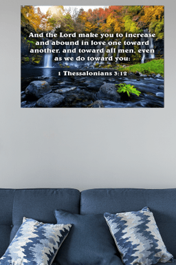 Bible Verse Canvas Abound in Love 1 Thessalonians 3:12 Christian Scripture Ready to Hang Faith Print Framed Prints, Canvas Paintings Framed Matte Canvas 32x48