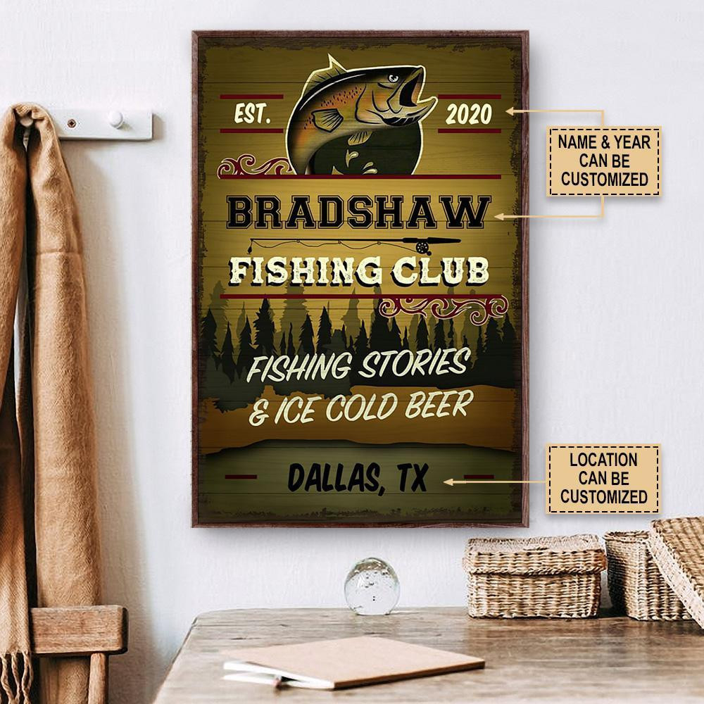 Personalized Canvas Painting Frames Fishing Club Framed Prints, Canvas Paintings Wrapped Canvas 8x10