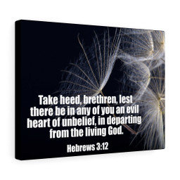 Bible Verse Canvas Take Heed Hebrews 3:12 Christian Scripture Ready to Hang Faith Print Framed Prints, Canvas Paintings Framed Matte Canvas 8x10