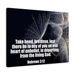 Bible Verse Canvas Take Heed Hebrews 3:12 Christian Scripture Ready to Hang Faith Print Framed Prints, Canvas Paintings Framed Matte Canvas 16x24