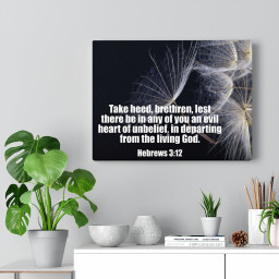 Bible Verse Canvas Take Heed Hebrews 3:12 Christian Scripture Ready to Hang Faith Print Framed Prints, Canvas Paintings Framed Matte Canvas 32x48