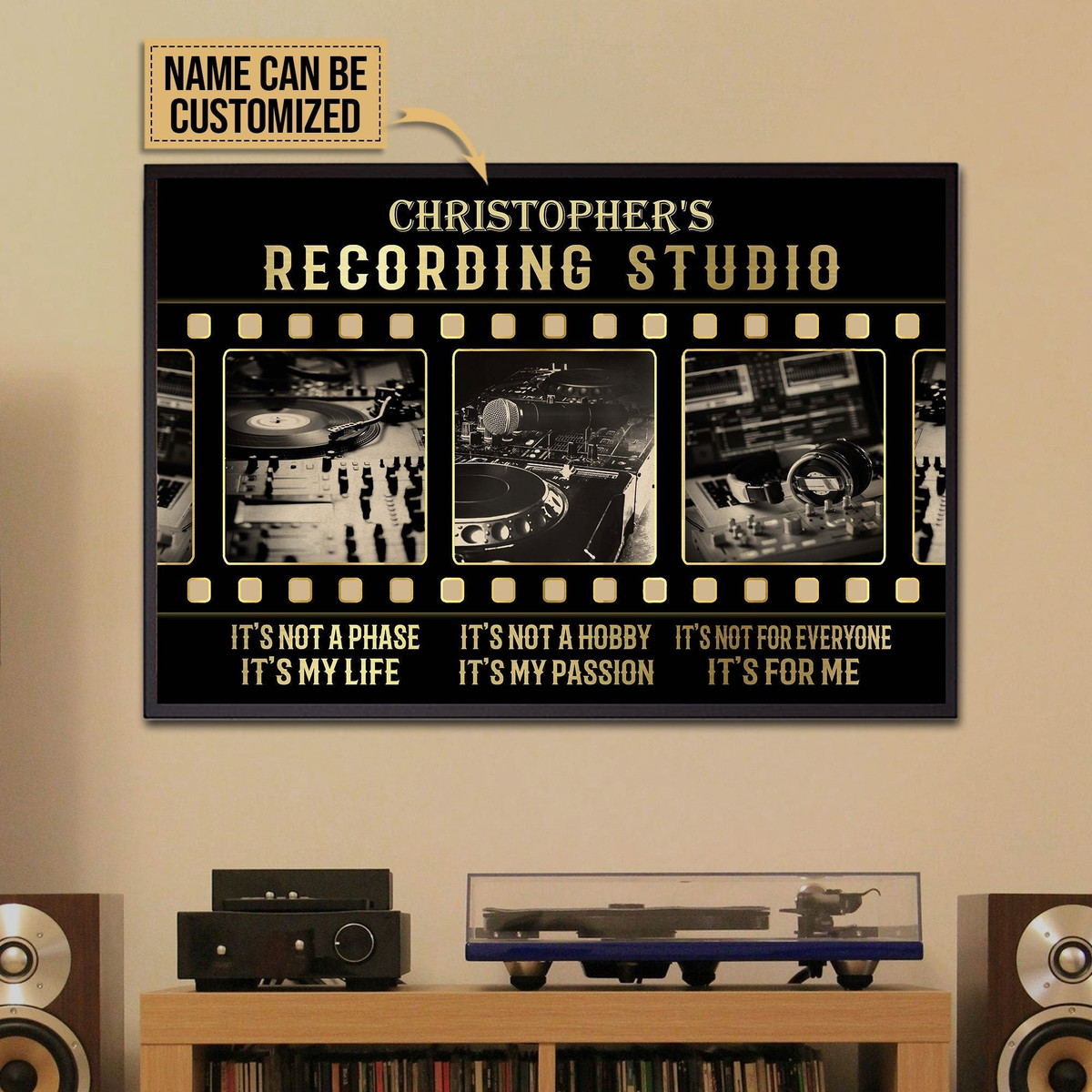 Personalized Canvas Painting Frames Dj Recording Studio Film Roll Framed Prints, Canvas Paintings Wrapped Canvas 8x10
