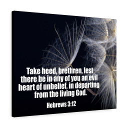 Bible Verse Canvas Take Heed Hebrews 3:12 Christian Scripture Ready to Hang Faith Print Framed Prints, Canvas Paintings Framed Matte Canvas 20x30