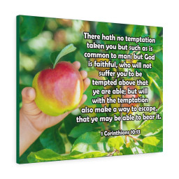 Bible Verse Canvas There Hath No Temptation 1 Corinthians 10:13 Christian Scripture Ready to Hang Faith Print Framed Prints, Canvas Paintings Framed Matte Canvas 8x10