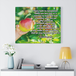 Bible Verse Canvas There Hath No Temptation 1 Corinthians 10:13 Christian Scripture Ready to Hang Faith Print Framed Prints, Canvas Paintings Framed Matte Canvas 32x48