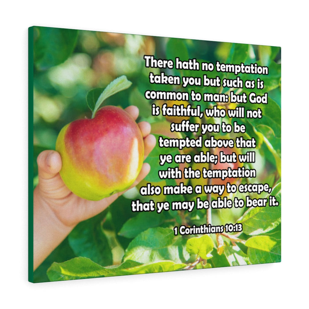 Bible Verse Canvas There Hath No Temptation 1 Corinthians 10:13 Christian Scripture Ready to Hang Faith Print Framed Prints, Canvas Paintings Wrapped Canvas 8x10