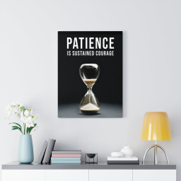 Patience is a Virtue Inspirational Verse Printed On Ready To Hang Stretched Canvas Framed Matte Canvas 16x24
