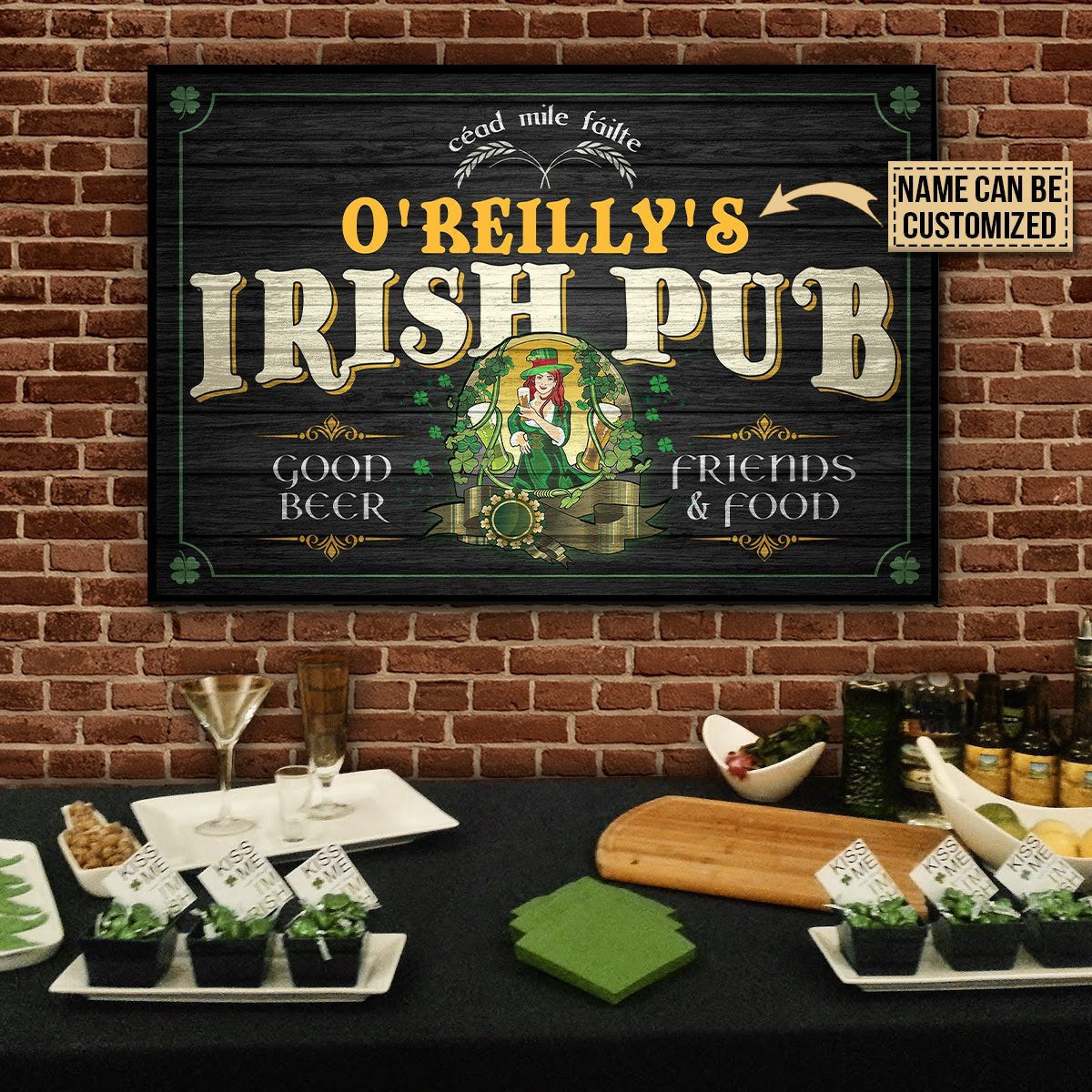 Personalized Canvas Painting Frames Beer Girl Irish Pub Friend And Food Framed Prints, Canvas Paintings Wrapped Canvas 8x10