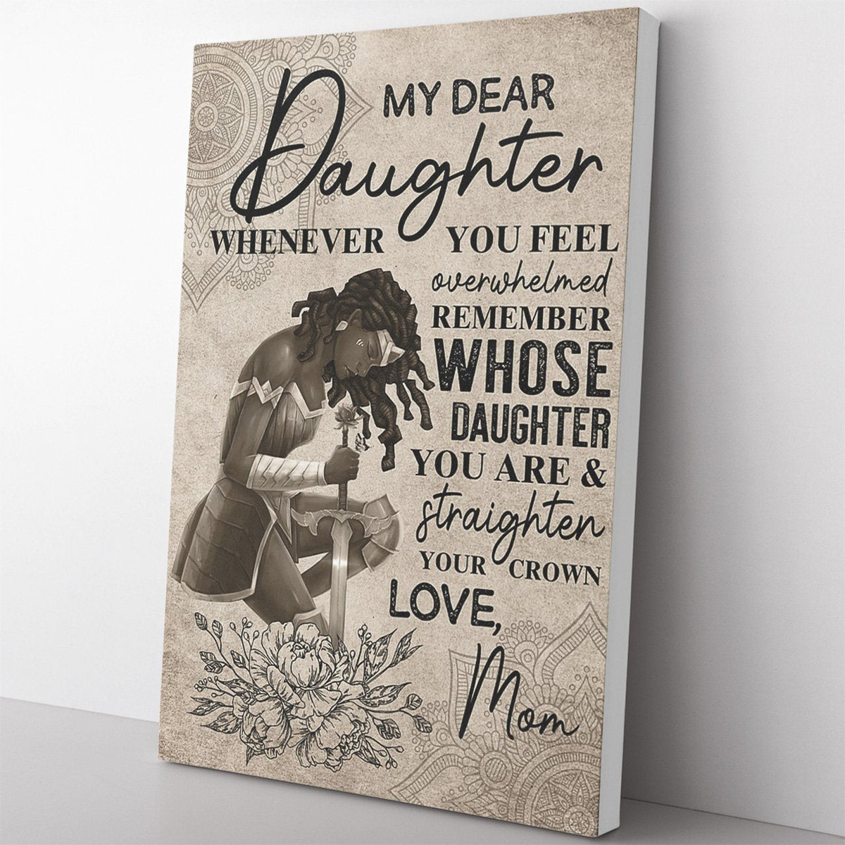 Black Warrior Daughter Gift, Remember Whose Daughter You Are, Straighten Your Crown From Mom Framed Prints, Canvas Paintings Wrapped Canvas 8x10