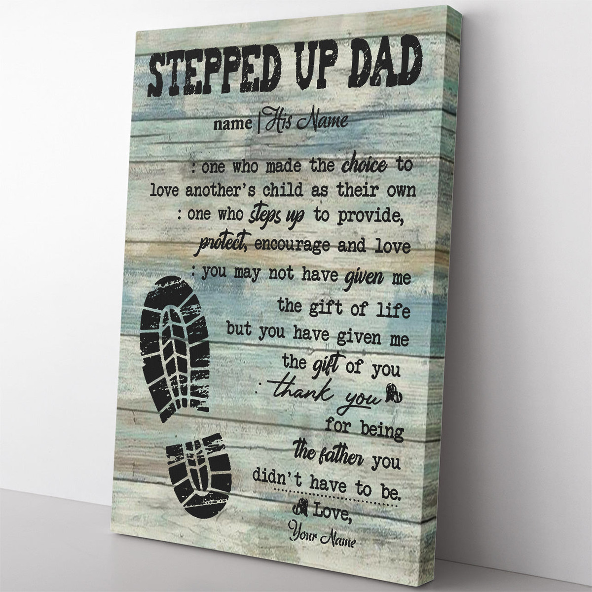 Bonus Dad Definition Gift Ideas for Step Father's Day, Steps Up to Provide Encourage and Love Step Dad Gift Ideas Framed Prints, Canvas Paintings Wrapped Canvas 8x10