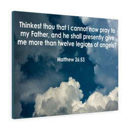 Bible Verse Canvas Twelve Legions of Angels Hebrews 13:1-2 Christian Scripture Ready to Hang Faith Print Framed Prints, Canvas Paintings Framed Matte Canvas 12x16