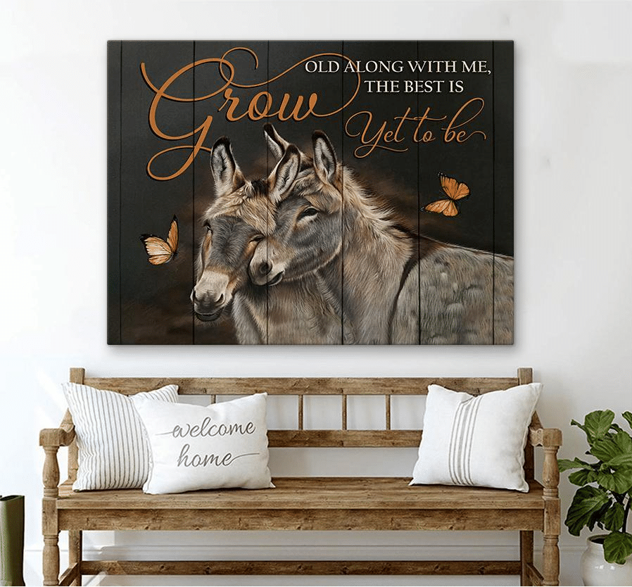 Donkey, Grow Old Along With Me, The Best Is Yet To Be Housewarming Gift Ideas, Gift For You, Gift For Donkey Lover, Gift To Love Donkey Couple, Valentine Day Gift, Living Room Wall Art, Bedroom Valentines Day For Her C119 Wrapped Canvas 8x10