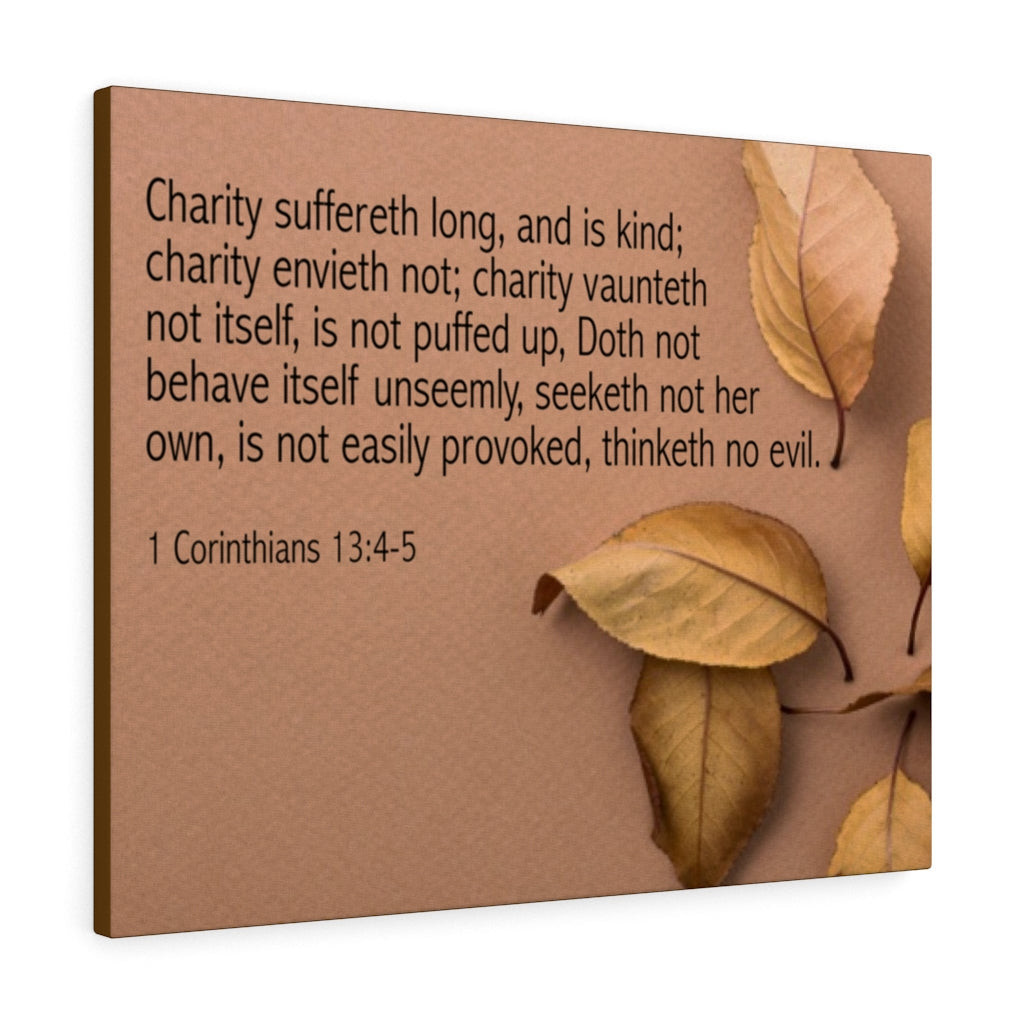 Bible Verse Canvas Charity 1 Corinthians 13:4-5 Christian Scripture Ready to Hang Faith Print Framed Prints, Canvas Paintings Wrapped Canvas 8x10