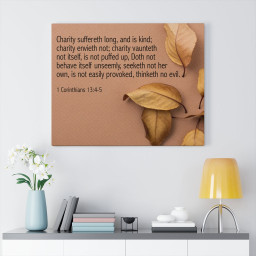 Bible Verse Canvas Charity 1 Corinthians 13:4-5 Christian Scripture Ready to Hang Faith Print Framed Prints, Canvas Paintings Wrapped Canvas 12x16