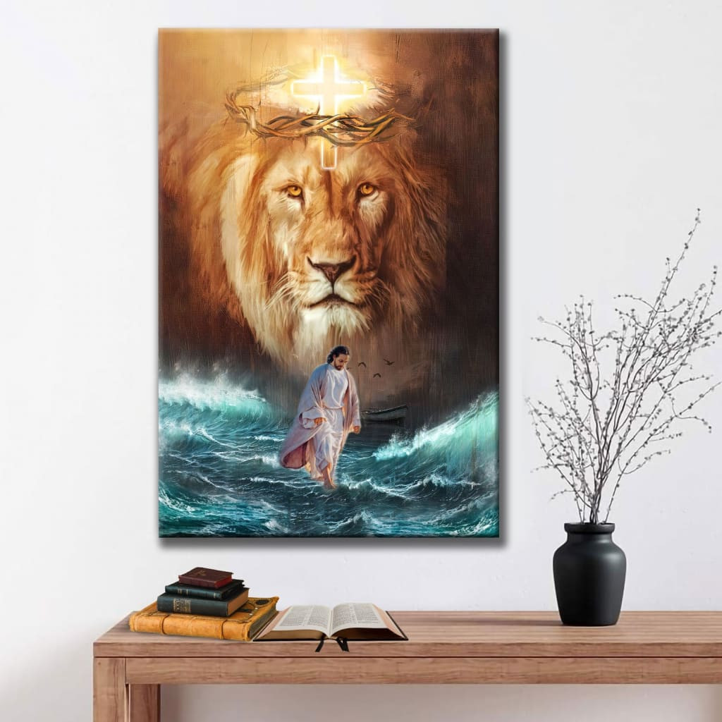 Jesus And Lion Canvas: Jesus Walks On The Water Canvas Hanging Gift, Canvas Paiting Frames Print Print Wrapped Canvas 8x10