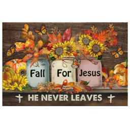 Fall For Jesus He Never Leaves Autumn Pumpkin Canvas Gallery Painting Wrapped Canvas Canvas, Thanksgiving Canvas Gallery Painting Wrapped Canvas  Wrapped Canvas 20x30