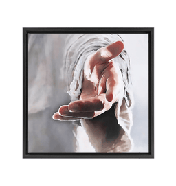 Jesus Holding His Hand Out, Give Me Your Hand, Canvas Hanging Gift, Canvas Paiting Frames Square Canvas Frames Framed Matte Canvas 16x16