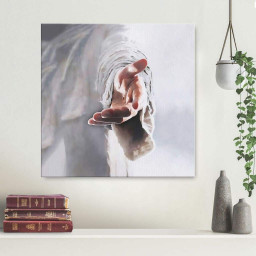 Jesus Holding His Hand Out, Give Me Your Hand, Canvas Hanging Gift, Canvas Paiting Frames Square Canvas Frames Wrapped Canvas 8x8