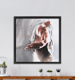 Jesus Holding His Hand Out, Give Me Your Hand, Canvas Hanging Gift, Canvas Paiting Frames Square Canvas Frames Wrapped Canvas 20x20