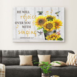 Zephaniah 3:17 He Will Rejoice Over You With Singing Bible Verse Canvas Gallery Painting Wrapped Canvas Canvas Wrapped Canvas 16x24