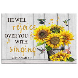 Zephaniah 3:17 He Will Rejoice Over You With Singing Bible Verse Canvas Gallery Painting Wrapped Canvas Canvas Wrapped Canvas 20x30
