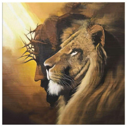 The Lion Of Judah Jesus Christ Canvas Hanging Gift, Canvas Paiting Frames Print Jesus Lion Canvas Print Square Canvas Frames Wrapped Canvas 24x24