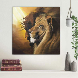 The Lion Of Judah Jesus Christ Canvas Hanging Gift, Canvas Paiting Frames Print Jesus Lion Canvas Print Square Canvas Frames Wrapped Canvas 8x8