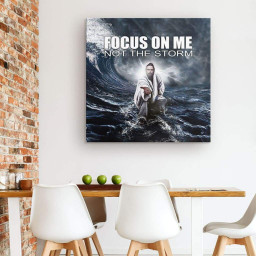 Jesus Reaching Hand : Focus On Me Not The Storm Canvas Print Square Canvas Frames Wrapped Canvas 16x16