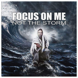 Jesus Reaching Hand : Focus On Me Not The Storm Canvas Print Square Canvas Frames Wrapped Canvas 24x24
