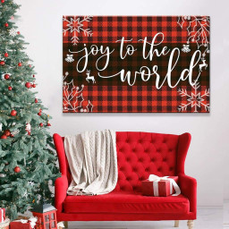 Joy To The World Buffalo Plaid Christian Christmas Canvas Gallery Painting Wrapped Canvas Canvas Wrapped Canvas 8x10