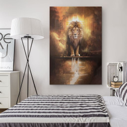 Lion And Lamb Canvas Hanging Gift, Canvas Paiting Frames Print , Lion And Lamb Picture Wrapped Canvas 16x24