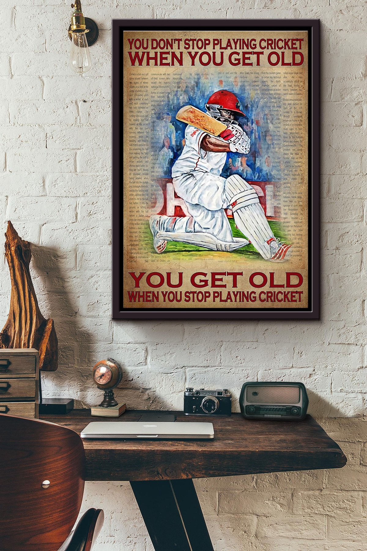 You Dont Stop Playing Cricket Games When You Get Old You Get Old When You Stop Playing Cricket Games Canvas Framed Matte Canvas Framed Matte Canvas 8x10