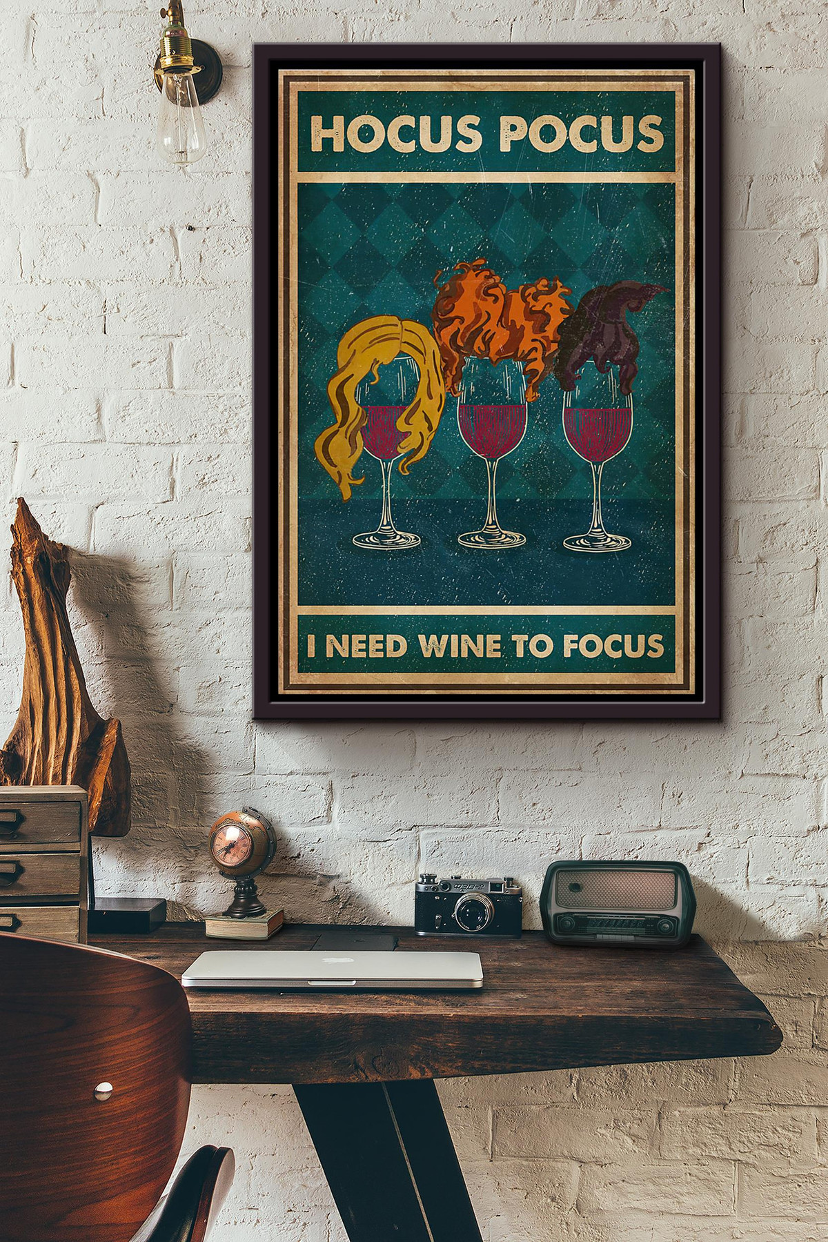 Hocus Pocus I Need Wine To Focus Sanderson Sisters Canvas Framed Matte Canvas Framed Matte Canvas 8x10