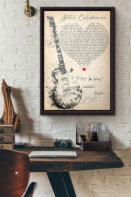 Hotel California Lyric Guitar Music Signature Canvas Framed Matte Canvas Framed Matte Canvas 12x16