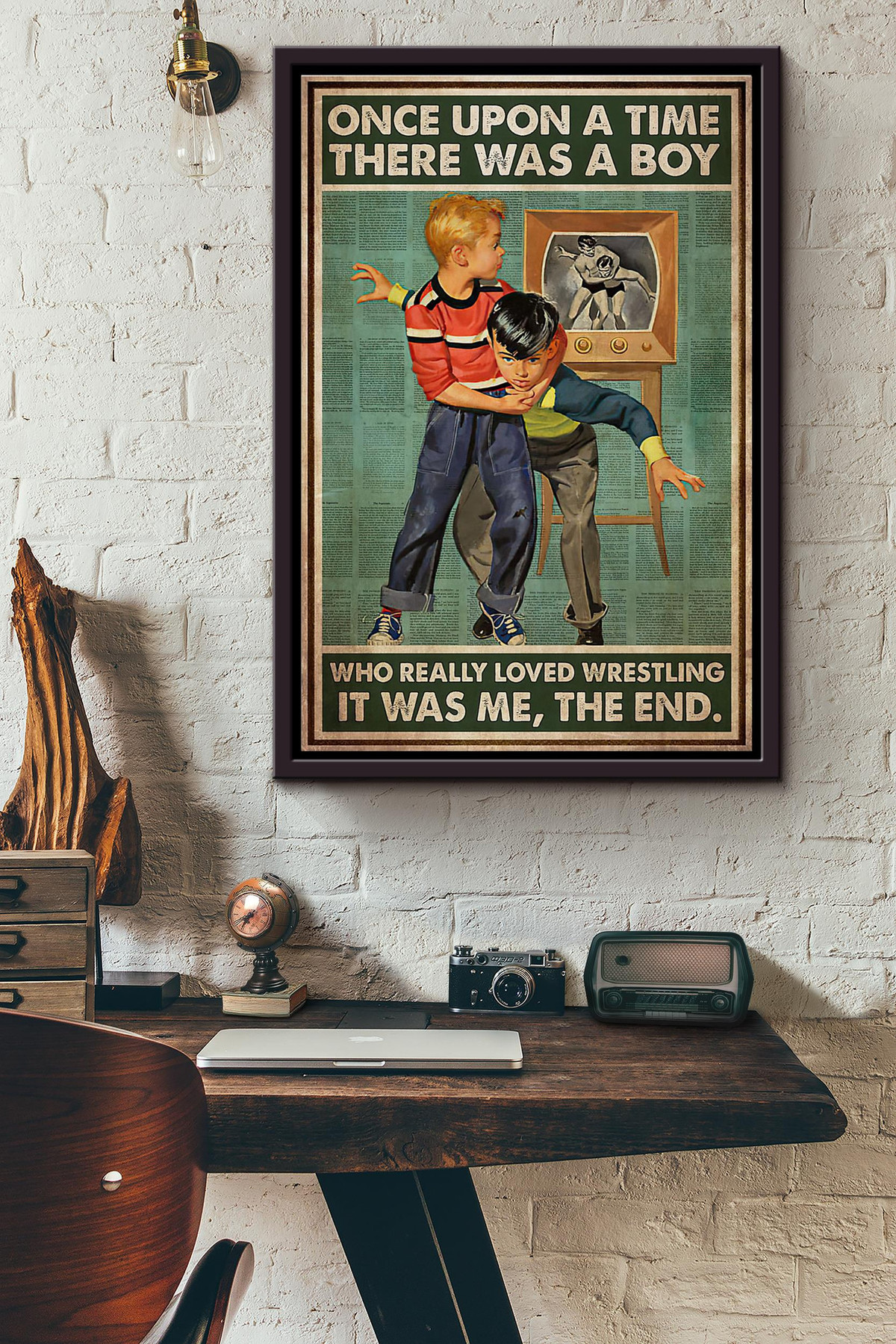 Once Upon A Time There Was A Boy Who Really Loved Wrestling The End Dictionary Canvas Framed Matte Canvas Framed Matte Canvas 8x10